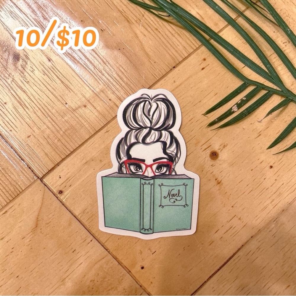 Book Lover Girl Reading Sticker – Cute Reader Vinyl Decal | Bibliophile Sticker